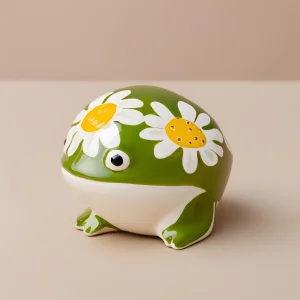 Wholesale Glossy Green Frog Ceramic Ornament VDLK1057