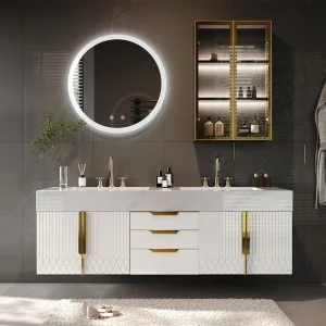 Modern Water Resistant Melamine Bathroom Cabinets