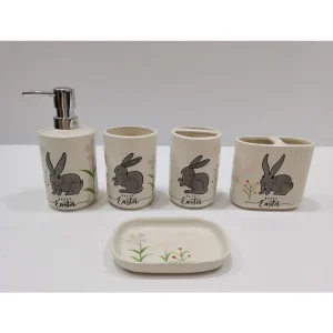 Wholesale Spring series rabbit decal bathroom five piece set Manufacturers, Factory