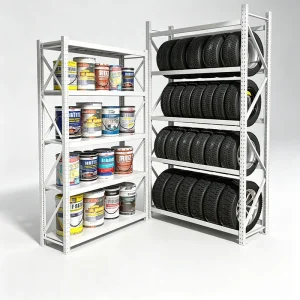 Multi-Purpose Steel Tire Racks Electrostatic Powder Coating for Corrosion Protection Multi-Level Warehouse Storage Rack for Tire