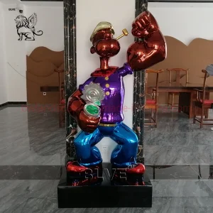 Modern Art Jeff Koons Life Size Stainless Steel Popeye Statues Metal Sculpture
