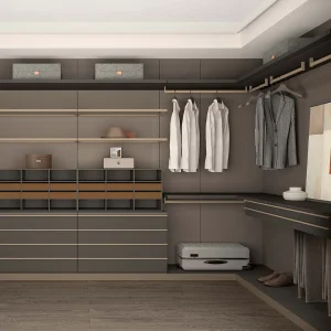 Bedroom Built-In Modern Style Wardrobe Layered Open Shelf Drawer Garment Rack Clothing Closet Storage Organizer Wardrobe Closet