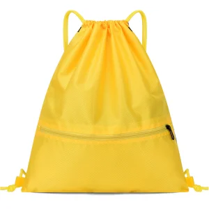 Waterproof High Quality Custom Polyester Nylon Drawstring Backpack Gym Bags String Back Pack Logo Sport Cinch Sacks With Zipper