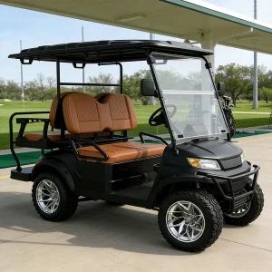 Sleek Black Support Customization Golf Cart with 1850mm Wheelbase for Three to Four Passengers