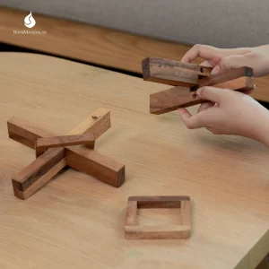 Mysterious X : Wooden Disentanglement Puzzle Cross Shape Interlocking Mysterious X Brain Teaser Logic Game Educational Toy