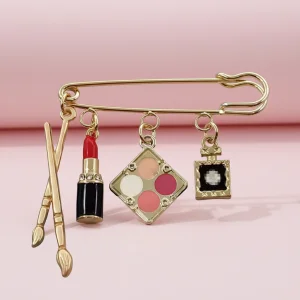 Fashion Beauty Cosmetics DIY Jewelry Making Lipstick Makeup Pen Perfume Bottle Zinc Alloy Powder Makeup Brooch Pin Keychain