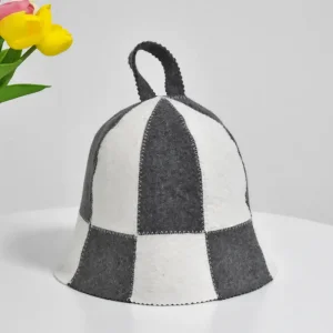 Buy Hot Sale Luxury Two-color Splicing Soft Reusable Eco-Friendly 100% Wool Felt Sauna Hat with Custom Embroidery Logo for Hair Care Suppliers, Pricelist