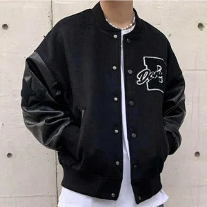 Manufacturer Custom Street Wear Logo Patches Baseball Jacket High Quality Varsity Jacket Men Chenille Embroidery Leather Sleeves Varsity Jacket for Men