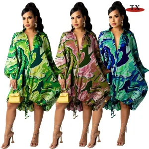Vestido de seda de leche impreso para mujeres de tallas grandes en venta caliente en Amazon