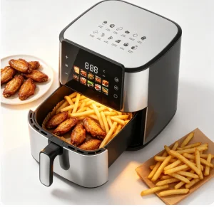 8L Square Electric Air Fryer Smart Touch Screen LCD Display | Customizable Healthy Oil-Free Cooking for Household &amp; Hotel Use