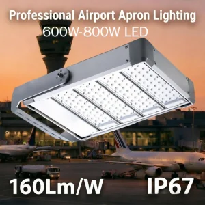 Airport Apron Lighting IP67 600W-800W LED Flood Light With Salt Spray 160Lm/W Asymmetric Optics For Airport