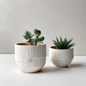 China Vertical Stripe Ceramic Planters
