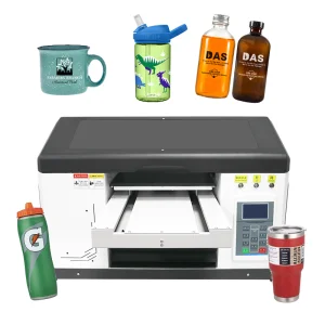 Small PVC Card Sheet Mug Plastic Bottle A4 A3 Inkjet Printing Machine UV Flatbed Printer Price for Legos with Rotary Attachment