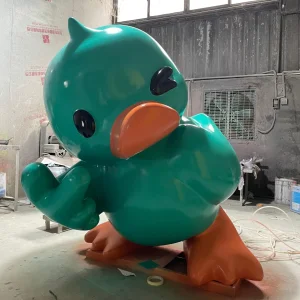 Outdoor Park Decor Life Size Fiberglass Cartoon Character Duck Statue
