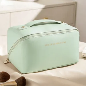 Women's Waterproof PU Zipper Makeup Bag-Portable Large-Capacity Travel For Organizer Ultra-Lightweight &amp; Foldable