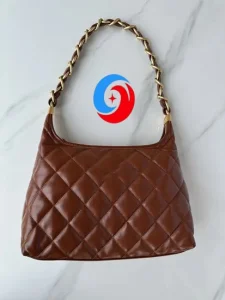 New 24A Waxed Sheepskin Hobo Underarm Bag Rhombus Thick Chain Ladies Handbag Retro Black and Gold Shoulder Messenger Bag