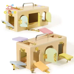 Montessori Busy Board Sensory Toy Wooden Lock Box Toys for Toddlers Fine Motor Skills Learning Playful Gift for Boys Girls