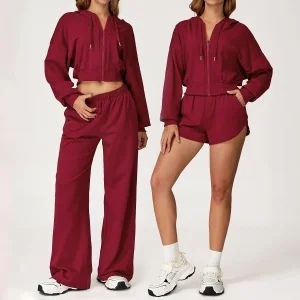 Conjuntos de Duas Peças para Mulheres Conjunto de Roupas de Treino Casual Moletom e Calças Largas Conjunto de Roupas Correspondente