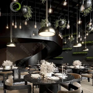 Modern Wood Restaurant and Bar Sets Furniture Fast Food Cafe Dining Tables and Chairs Counter for Hotels Bar Bakery Shop Booth