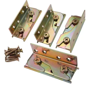 Bed Rail Brackets Heavy Duty No-Mortise Bed Rail Fittings Wooden Bed Frame Connectors with Screws