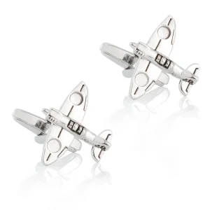 Personalised Brass Novelty Silver 3D Airplane Cufflinks
