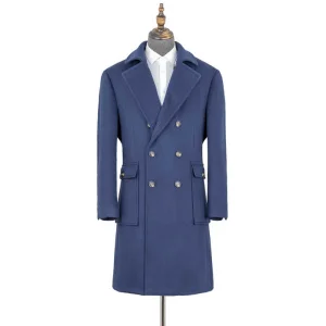 Fashion Autumn Winter Long Mens Coats Custom Slim Fit Double Breasted Wool Casual Overcoat Mens