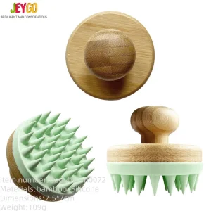 Wholesale Private Logo Bamboo Soft Silicone Shampoo Scalp Massage Brush