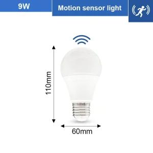 E27 Smart Micorwave Sensor LED Energy Saving Lamp Light Bulb 9W 800lm