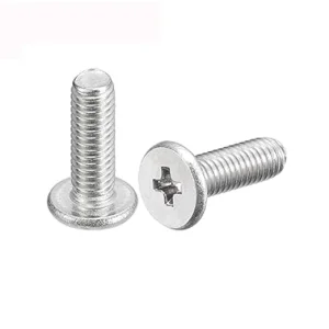 100PCS Packed Flat Round Thin Head Screws 304 Stainless Steel Phillips Drive Machine Screws Hardware Fastener for Industrial Application