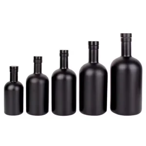 Colored Matte Black Transparent Glass Wine Bottle 200ml 375ml 500ml 750ml Stocked
