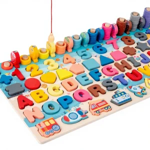 Educational Toys Wooden Toys for Kids 7 in 1 Board Math Fishing Numbers Shape Matching Early Education Child Gift Toys
