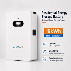 16kWh Split Hybrid Grid Wall-Mounted LiFePO4 Solar Battery 51.2V CAN Home Energy Storage System for Residential Backup Power