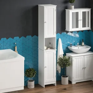 2023 Luxury Wood American Shallow Narrow Bathroom Furniture Thin Tall Shelf Storage Cabinet for Bathroom with Ample Storage
