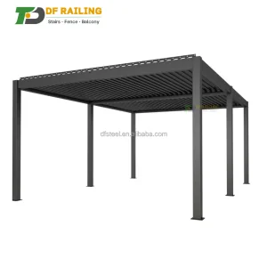 DF Tec Outdoor Aluminium Canopy Wall Mounted Waterproof Louver Opening Roof Cover Motorized Pergola Gazebo