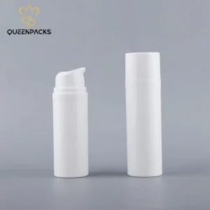 White PP Cosmetic Plastic Bottle Airless Cylindrical Pump Bottle for Lotion