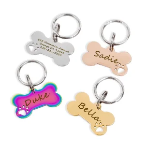 Pet Collar Personalized Dog and Cat Tags Custom Engraved Cute Glitter Paw Cat Puppy Dog Mini Pendant Pet Accessories