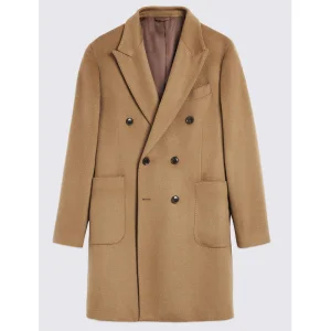 Men Olive Green Double Breasted Overcoat