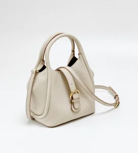 Women's Full-Grain Leather Drawstring Bucket Bag - 21x15x19cm Purse (3 Colors) with Metal Buckle for Daily/Date/Commuting