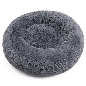Cat Beds for Indoor Fluffy Round Non-Slip Calming Soft Plush Pet Bed