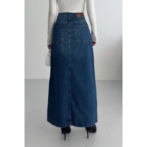 XLove Jeans Long Straight Silhouette 100% Cotton Simple Denim Skirt