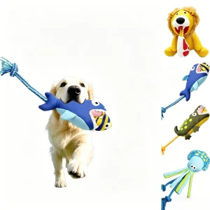 Custom Squeaky Dog Chew Toys Stuffed Animal Sound Pet Plush Toy with Rope Teeth Clean Interactive Funny Indestructable Dog Toys