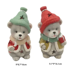 Wholesale Set of 2 Ceramic Bear Decorations with Sweaters & Star Hats – Christmas Decor HDFS7938 Manufacturers, Supplier