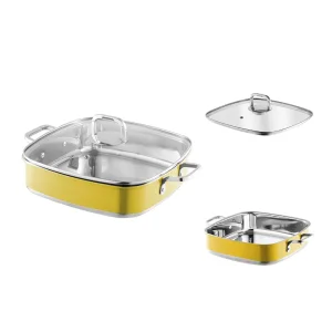 18/10 Tri Ply Stainless Steel Induction Square Cookware with Glass Lid