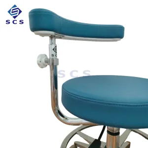 Premium Leather Dental Assistant Stool with Adjustable Armrests