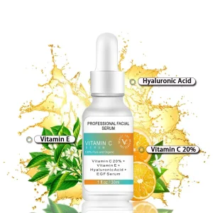 Suero Facial Natural Orgánico Vegano Aclarador Blanqueador de Ácido Hialurónico Vitamina C Cuidado de la Piel 100%