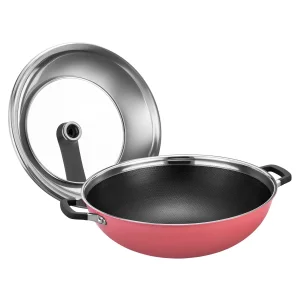 Hot Sales Cookware Stainless Steel Non-Stick Eterna Coating Ceramic Outer Layer 34cm Wok