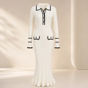 Custom Ribbed High Waist Knit Sweater Dress