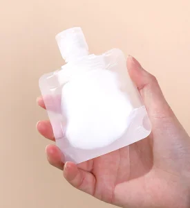 30ml Refillable Squeeze Leak Proof Travel Cosmetic Lotion Shampoo Liquid Beauty Sample Plastic Pouches Spout Bags With Flip Cap