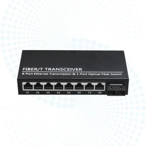 Wholesale 1000Base-Fx to 8*10/100/1000Base-Tx Gigabit Media Converter 20km SC DC12V