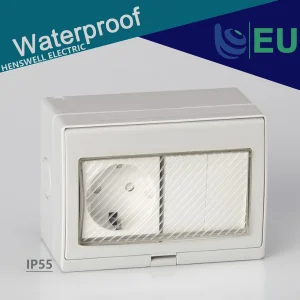 IP55 Tomada de parede à prova d'água com interruptor Schuko europeu 16A